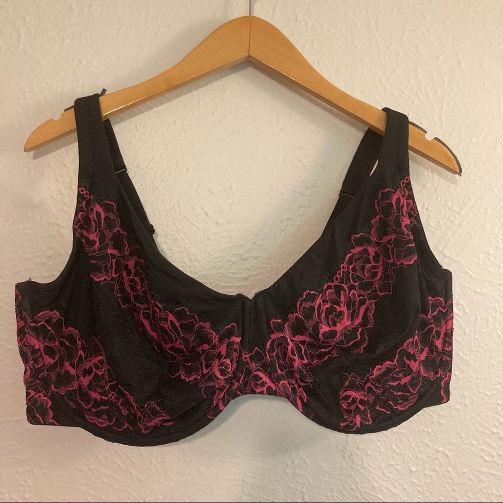 Cacique Black and Hot Pink Soft Cup Bra 42G